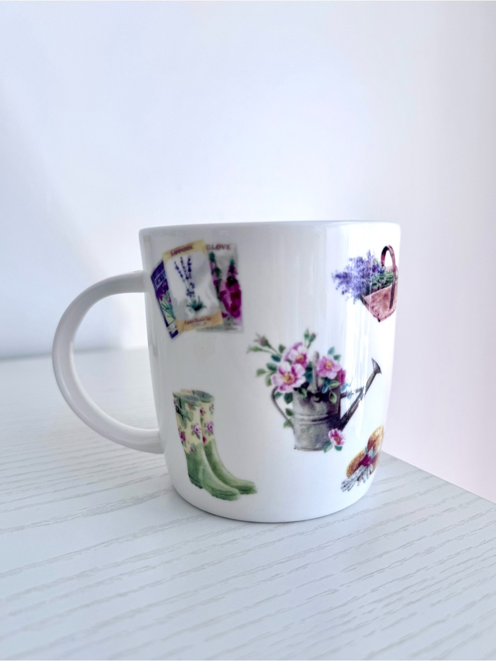 Roy Kirkham Floral Garden White Fine Bone China Mug, made in England